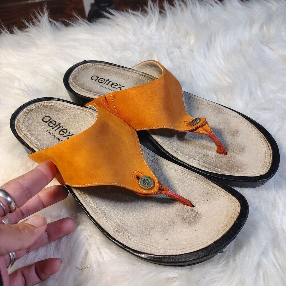 Aetrex Customized Comfort Changeable Soles Thing Flip Flop Wmns Size 9